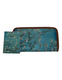 Silk and leather wallet - Almendro Van Gogh design