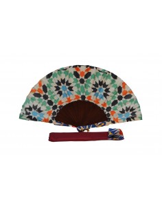 Silk fan and cover set - Alhambra Mosaic design