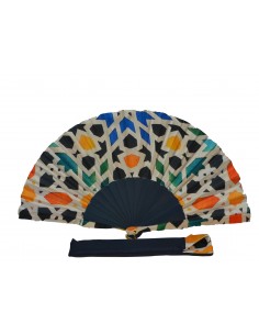 Silk fan and cover set - Alhambra Mosaic design