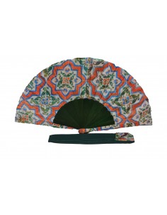 Silk fan and cover set - Alhambra Mosaic design