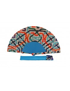 Silk fan and cover set - Alhambra Mosaic design