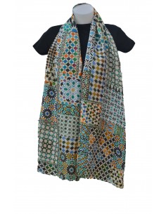Mini silk pashmina with Granada Mosaic Design