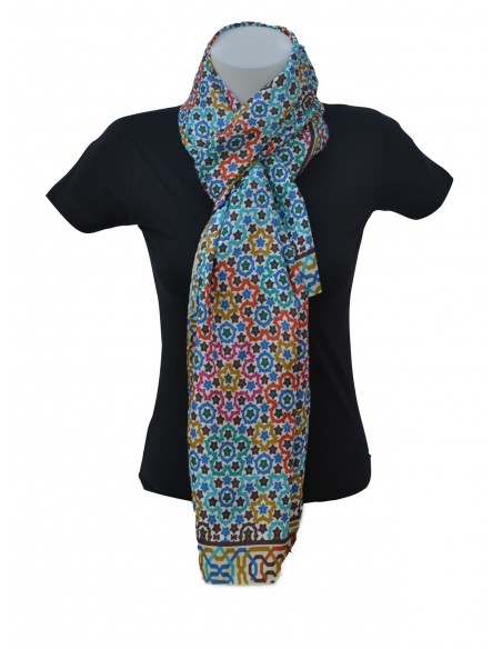 Mini silk pashmina with Granada Mosaic Design