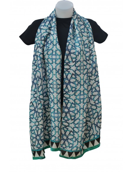 Mini silk pashmina with Granada Mosaic Design