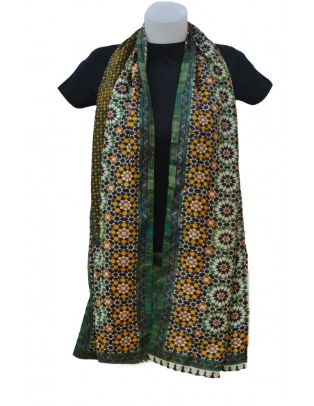 Mini silk pashmina with Granada Mosaic Design