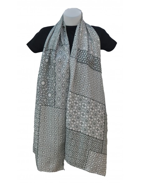 Mini silk pashmina with Granada Mosaic Design