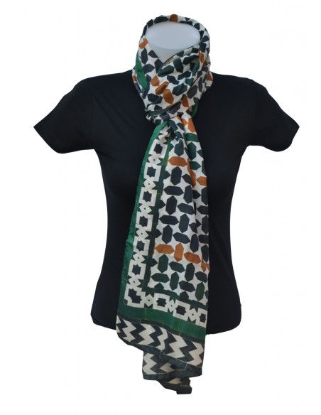 Mini silk pashmina with Granada Mosaic Design