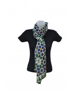 Mini silk pashmina with Granada Mosaic Design 2