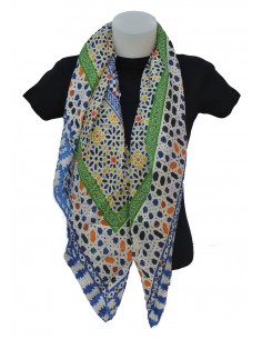 Silk square pashmina with Mosaic design