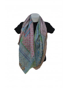 Silk square pashmina with Mosaic design