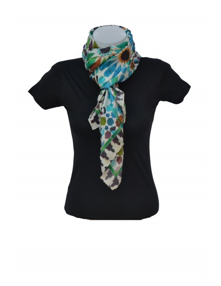 Silk square pashmina with Mosaic design