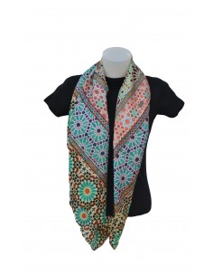 Silk square pashmina with Mosaic design