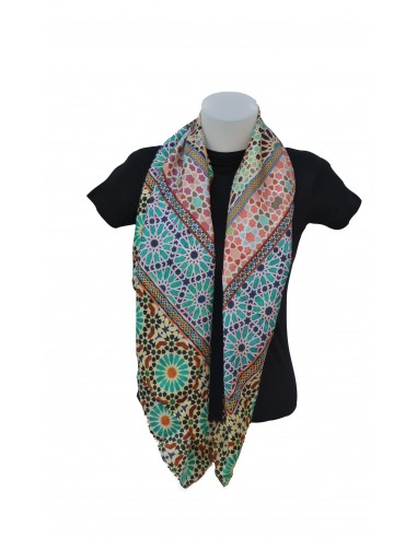 Silk square pashmina with Mosaic design