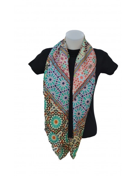 Silk square pashmina with Mosaic design