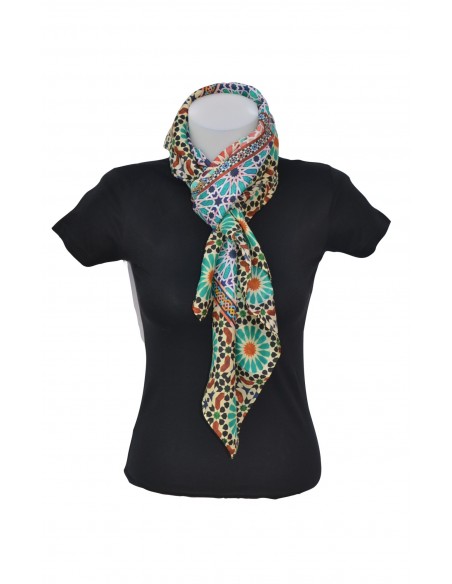 Silk square pashmina with Mosaic design