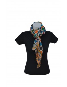 Silk square pashmina with Mosaic design