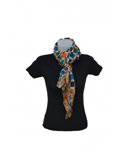 Silk square pashmina with Mosaic design