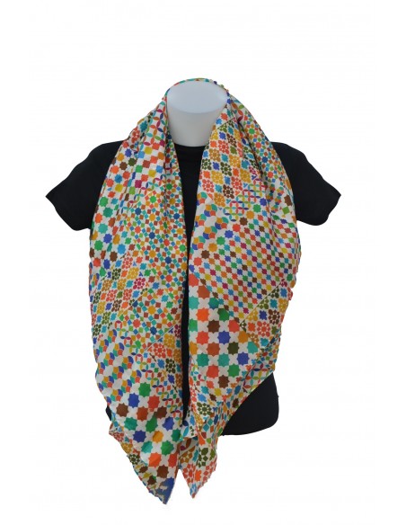 Pashmina seda granada cuadrada