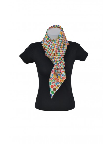 Silk square pashmina with Mosaic design