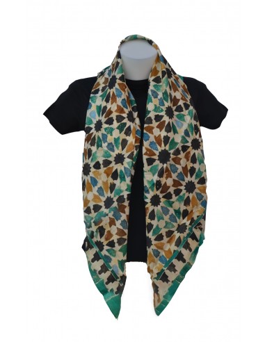 Silk square pashmina with Mosaic design