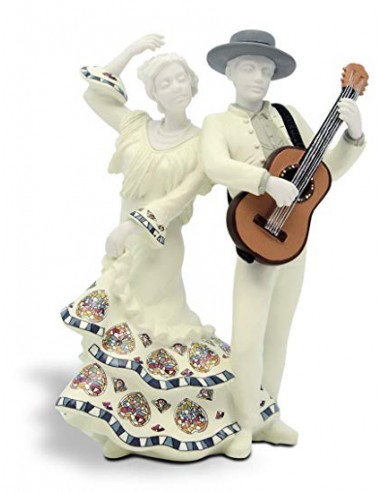 Flamenco dancing pair with guitar,...