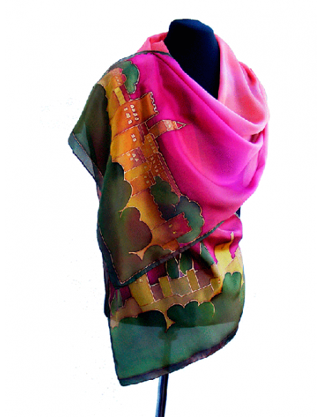 Silk foulard with Alhambra during sunset design