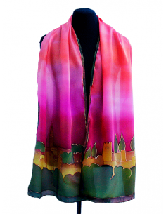 Silk foulard with Alhambra during sunset design 2