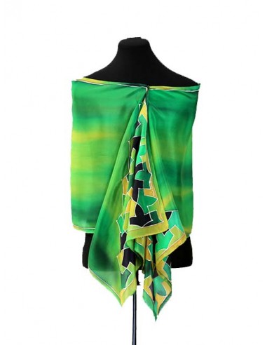 Fular de seda Mosaico Árabe Cuarto Dorado tonos verdes
