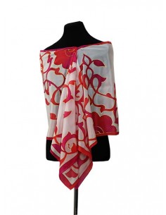 Fular de seda Mosaico Árabe Fucsia-rojo fondo blanco 2