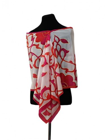 Silk foulard with red Mosaic design...