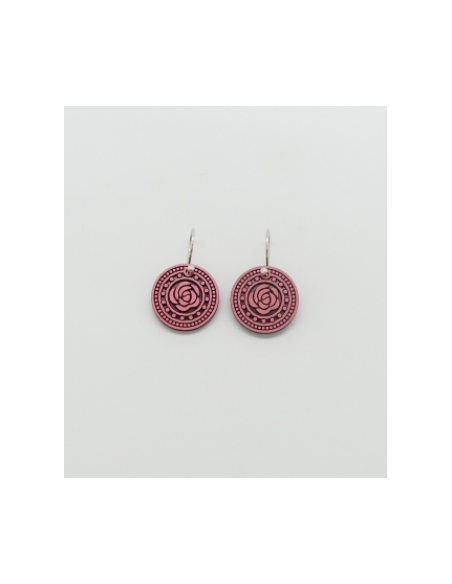 Wooden macramé design dangle hook earrings - The Camelia Collection