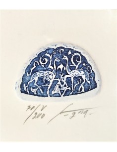 Lámina grabado - Mini Gacelas (Azul)