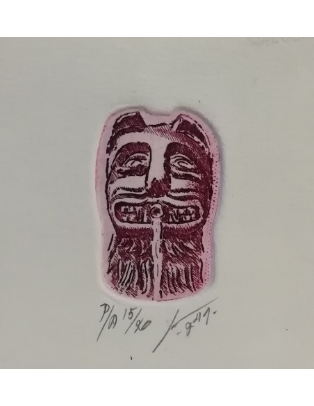 Lámina grabado - Mini León (Rojizos)