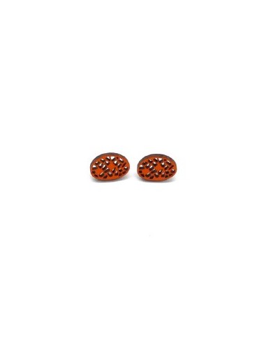 Wooden macramé design stud earrings -...