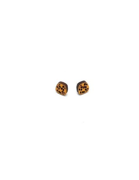 Wooden macramé design stud earrings - The Mosaics Collection