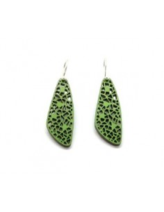 Wooden macramé design dangle hook earrings - The Mosaics...