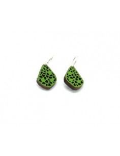 Wooden macramé design dangle hook earrings - The Mosaics...