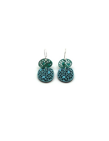 Wooden macramé design hook closure earrings - The Mosaics Collection