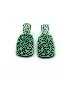 Wooden macramé design stud dangle earrings - The Mosaics...