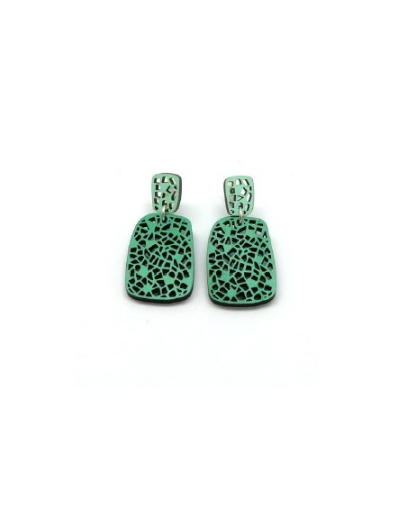Wooden macramé design stud dangle earrings - The Mosaics Collection