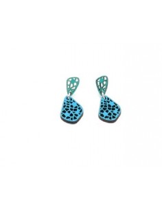 Wooden macramé design stud dangle earrings - The Mosaics...