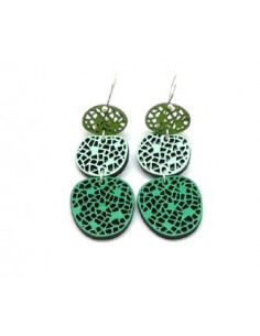 Pendientes Madera gancho bolita - Mosaicos