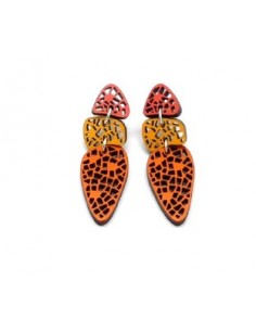 Wooden macramé design stud dangle earrings - The Mosaics...