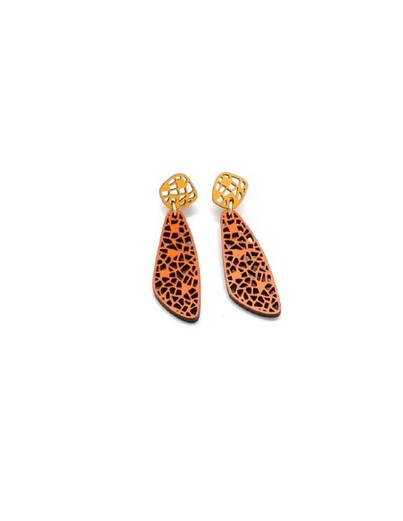 Wooden macramé design stud dangle earrings - The Mosaics Collection