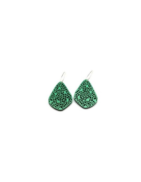 Wooden macramé design dangle hook earrings - The Mosaics Collection