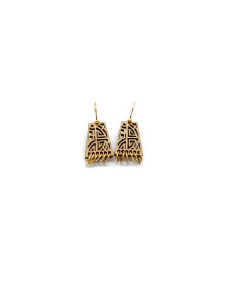 Wooden macramé design hook closure earrings - The Pagoda Collection