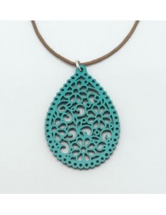 Wooden Teardrop design pendant necklace - The Traditional...