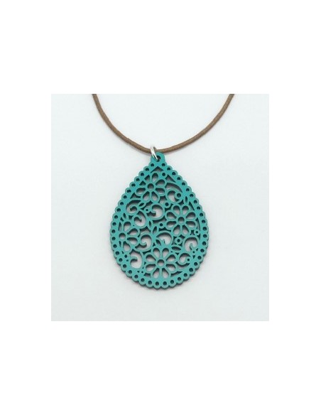 Wooden Teardrop design pendant necklace - The Traditional Collection