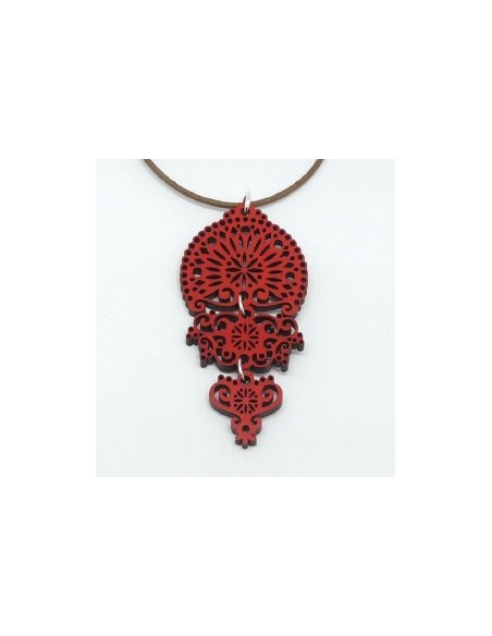 Wooden symmetrical design pendant necklace - The Traditional Collection