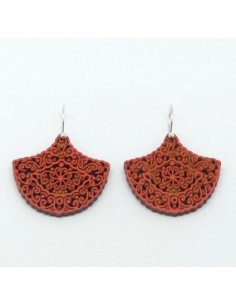 Wooden queen macramé design dangle hook earrings - The...